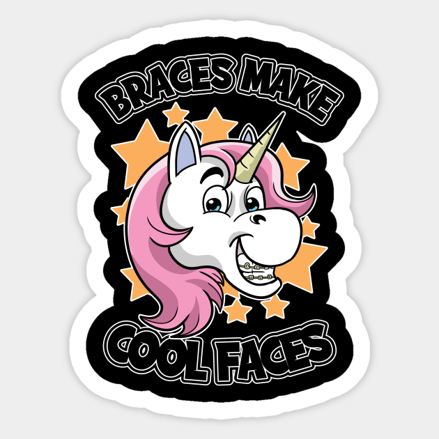 Unicorn Braces Make Cool Faces Sticker by ModernMode